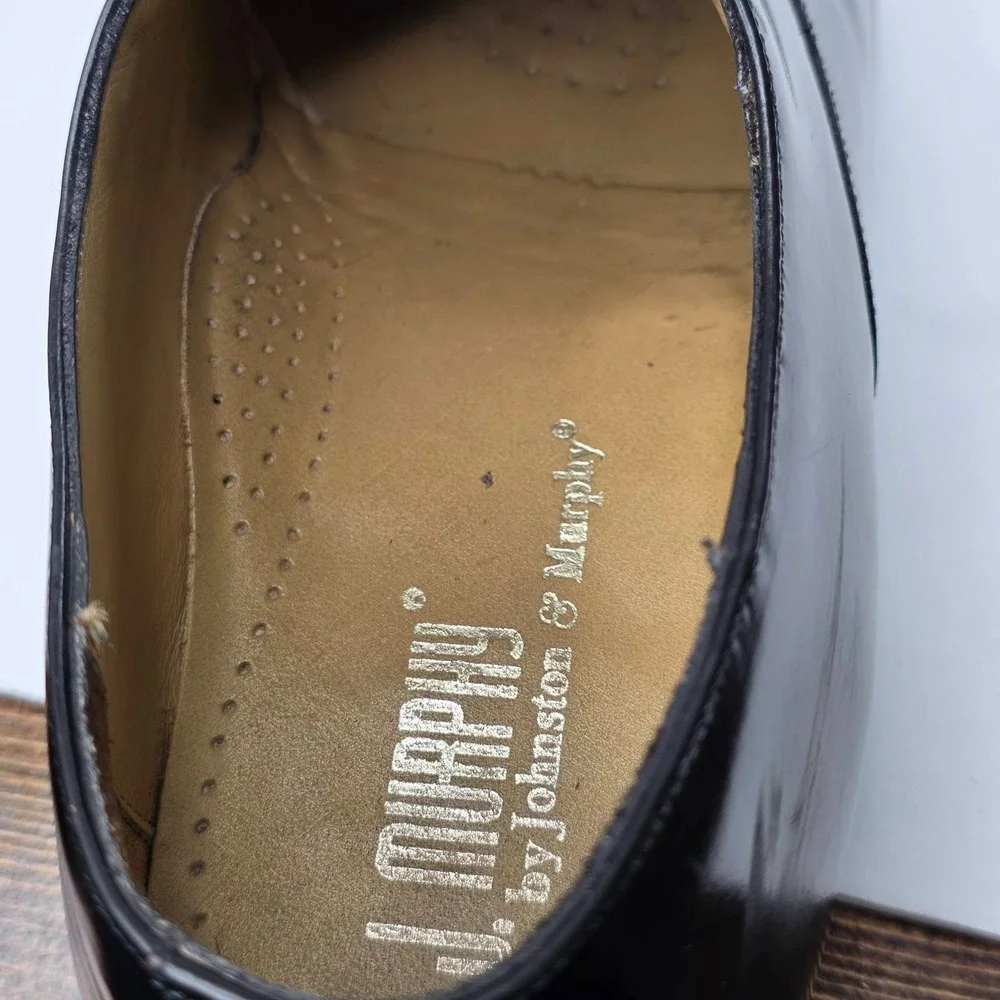 Johnston & Murphy Men's 10.5 N Black Leather Cap-toe Oxford Dress Shoes